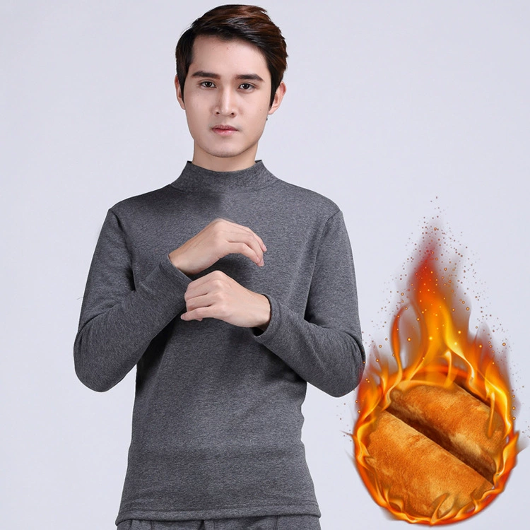 Quần áo nam nhung vàng mùa thu quần áo đơn cổ cao đồ lót dòng dưới áo len cotton trung niên áo ấm