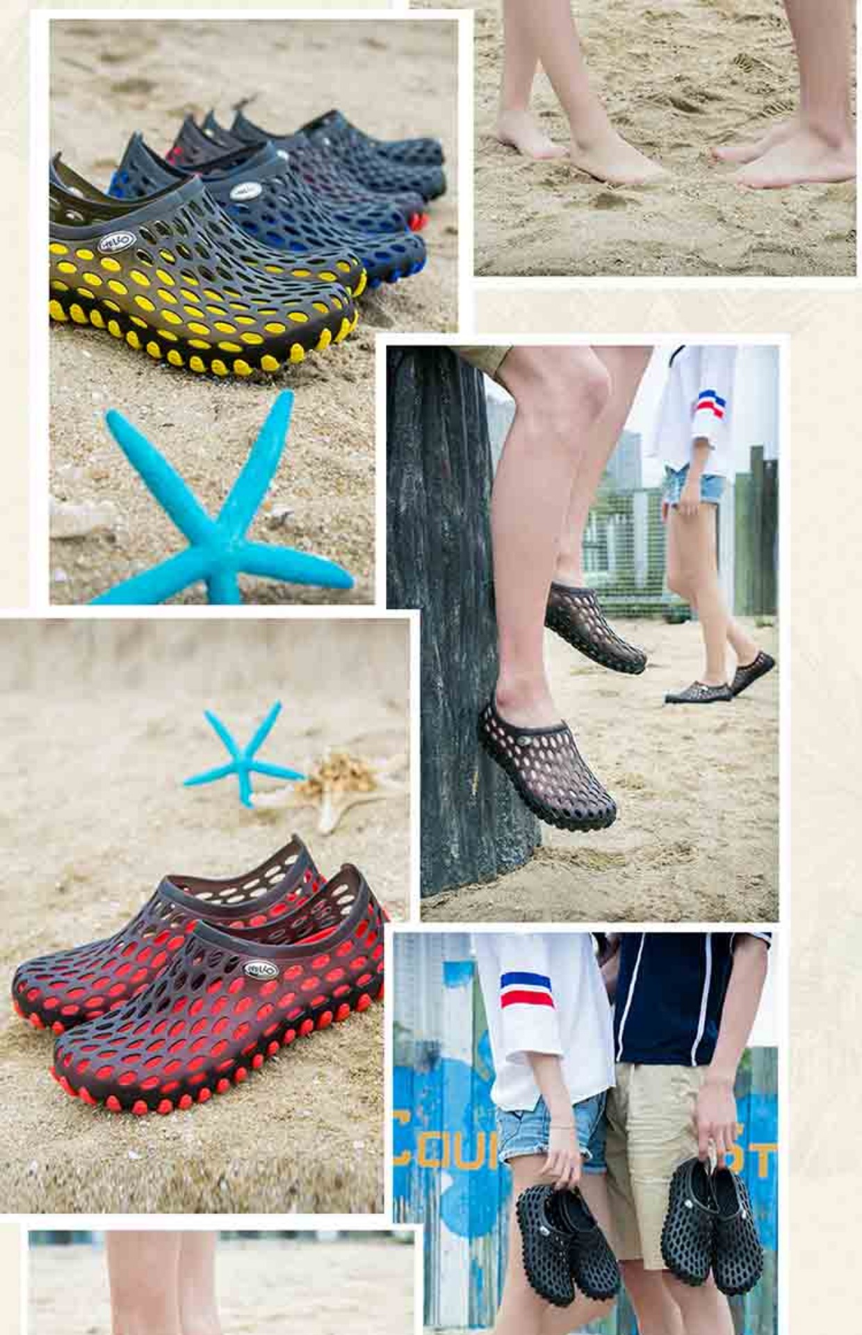 Mùa hè nhựa lưới màu vàng dép nhựa thanh niên chống trượt nam nữ trượt bàn dép sandal nam