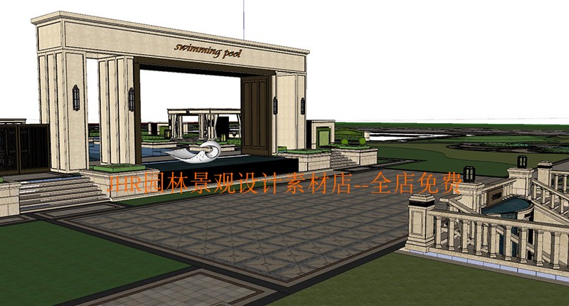T1119 su模型新古典法式风格小区住宅景观设计方案效果图建...-7