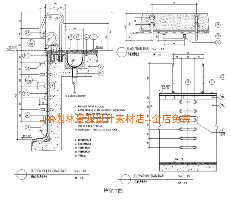 T618居住小区景观设计方案施工图CAD全套平面剖面图节点大...-5