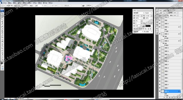 T2113景观园林分层总平面图科研办公楼商业街现代广场彩平...-8