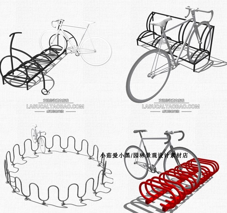 T1832自行车单车su模型停车架公共景观小品设施景观园林sket...-7