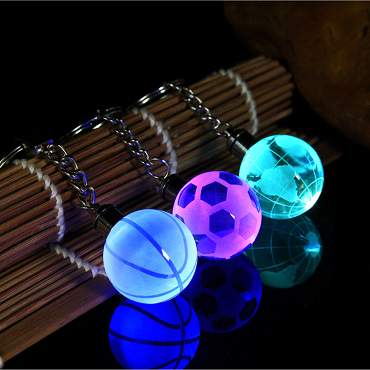 Creative Seven Colourful Light Key Buttons Basketball Football Earth Crystal Pendants Small Gift Bags Adornment Pendant Women