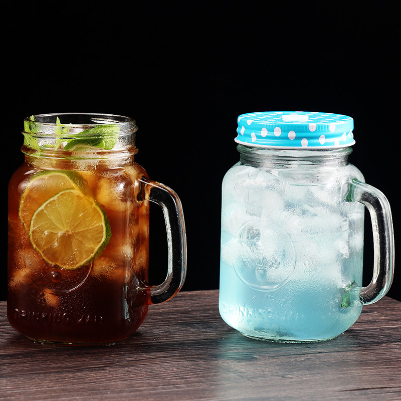 Summer rooster cup Mason with lid straw creative tide transparent glass with a drink juice milk tea milkshake cup-Taobao