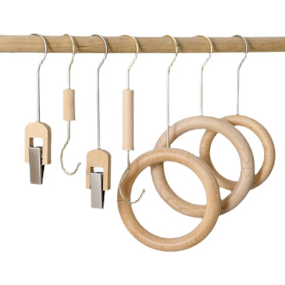 Beech hook S hook clothing store hanger clothes hook round clothes s hook solid wood hanging version clothes pants rack clip scarf rack