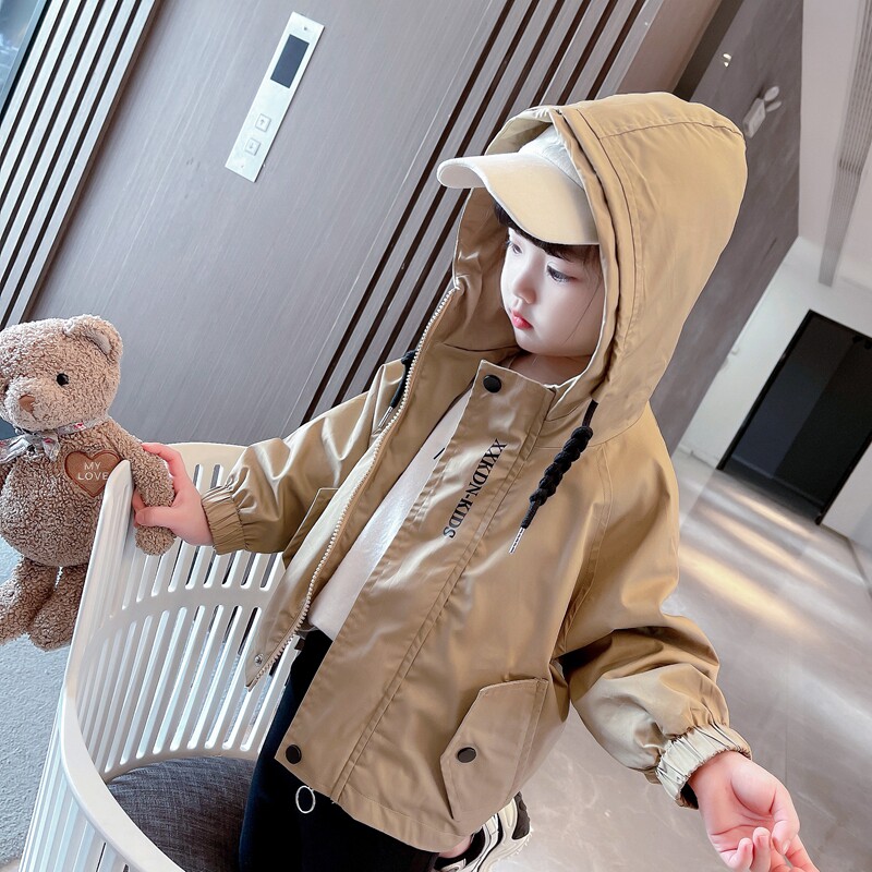 Girls jacket spring and autumn clothing 2022 new Western style children's fashion hooded windbreaker female baby Korean jacket top