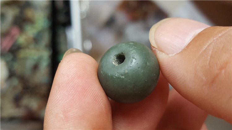 Rare Liaojin green onyx abacus beads 16 3mm bag old bag real Pei Duobao string bracelet ancient beads old beads Peizhu