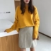 Nhà quỷ nhỏ, áo len cổ tròn màu ấm, áo lót nữ, trên, mùa thu và mùa đông, áo len nhỏ áo len kiểu hàn quốc cực đẹp Vòng cổ áo len