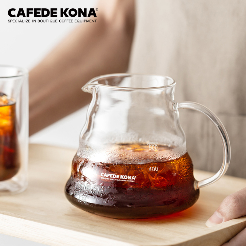 CAFEDE KONA handheld coffee pot household heat-resistant glass drop pot 360 600ml cloud sharing pot