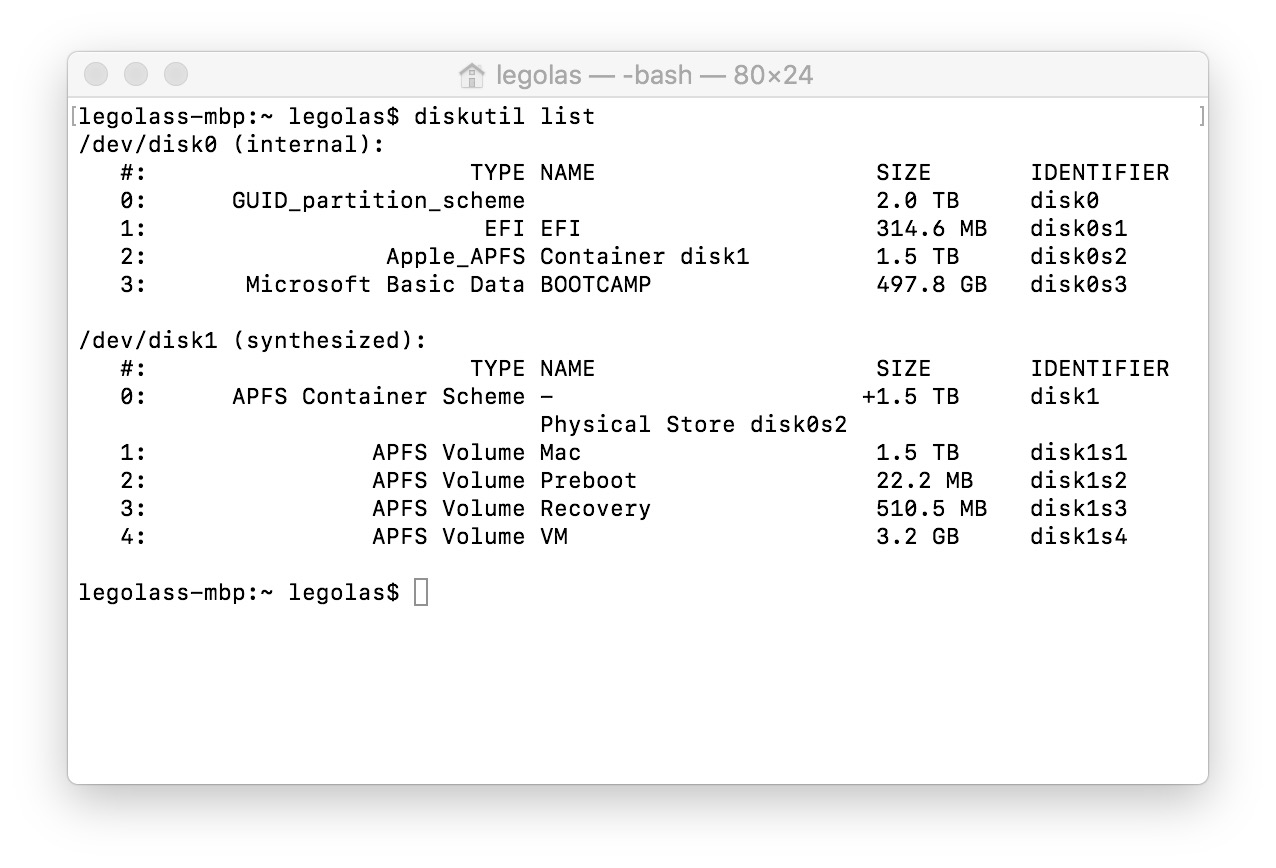 diskutil list