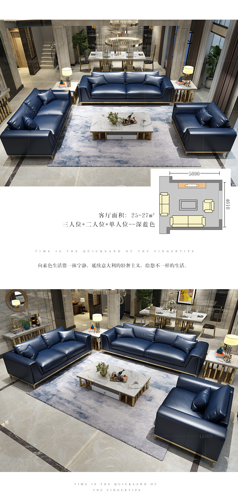 Ánh sáng sang trọng tại Hong Kong phong cách hậu hiện đại sofa da xuống ba Da Latex sofa căn hộ góc phòng khách kích thước da - Ghế sô pha ghế sofa dài