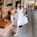 Летняя одежда с бантиком, платье, наряд маленькой принцессы, юбка, коллекция 2022, подходит для подростков, короткий рукав