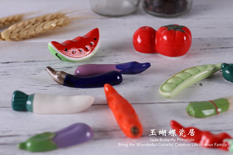 Nhật Bản dễ thương kiểu trái cây và rau động vật đũa đứng Sáng tạo đũa gốm đũa đũa đũa Bộ đồ ăn giá Bàn trang trí bộ chén đĩa cao cấp