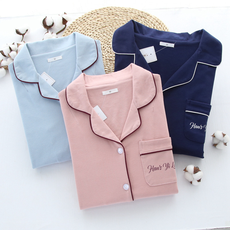 Áo len cotton mới mùa thu và mùa đông đồ ngủ cho nữ đồ ngủ nữ quần áo ngắn