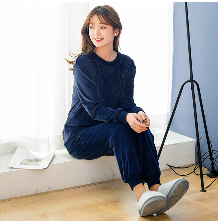 Nhật Bản mùa thu và mùa đông nam và nữ đảo nhung bộ đồ ngủ bọc dày đồ bộ mặc nhà pijama