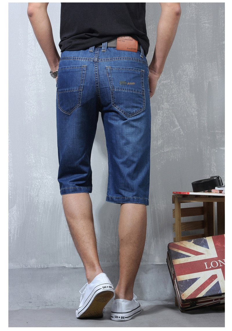 Mùa hè mỏng phần XL denim năm điểm quần short cộng với người đàn ông béo mập 佬 lỏng lẻo quần dài thẳng quần jogger nam