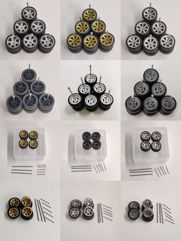 Alloy Car Model 1/64 Modified Wheel Hub Rubber Tire Small Car Wheel Modified Hot Wheels Alloy Car Model 1/64 Modified Wheel Hub Rubber Tire Small Car Wheel Modified Hot Wheels