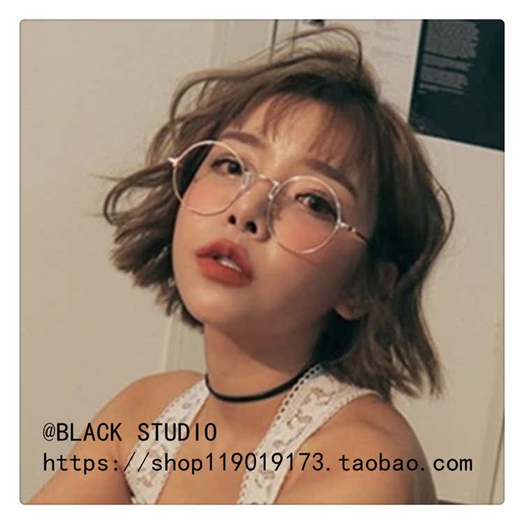 Hồng Kông-phong cách retro ulzzang đồng bằng mặt kính nữ vòng khung shape vòng mặt gương phẳng có thể được trang bị cận thị