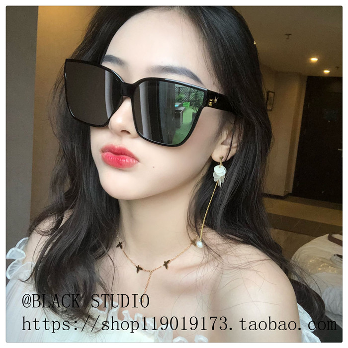 Phiên bản Hàn Quốc của chiếc máy bay cá tính một gọng kính vuông lớn đeo kính râm nữ mặt tròn là kính râm mỏng chống nắng Harajuku kính cận mỏng
