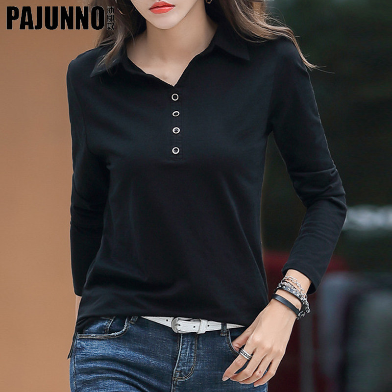 The tie of the women's shirt 2023 summer thin bamboo cotton topper slip polo blouse wearing T - shirt tide