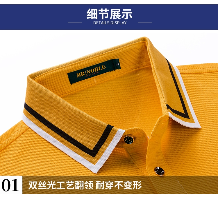 Áo thun polo dài tay dành cho doanh nhân trung niên giản dị cổ áo thun cotton nguyên chất Mùa xuân và mùa thu Golf Polo Paul Áo thun - Polo