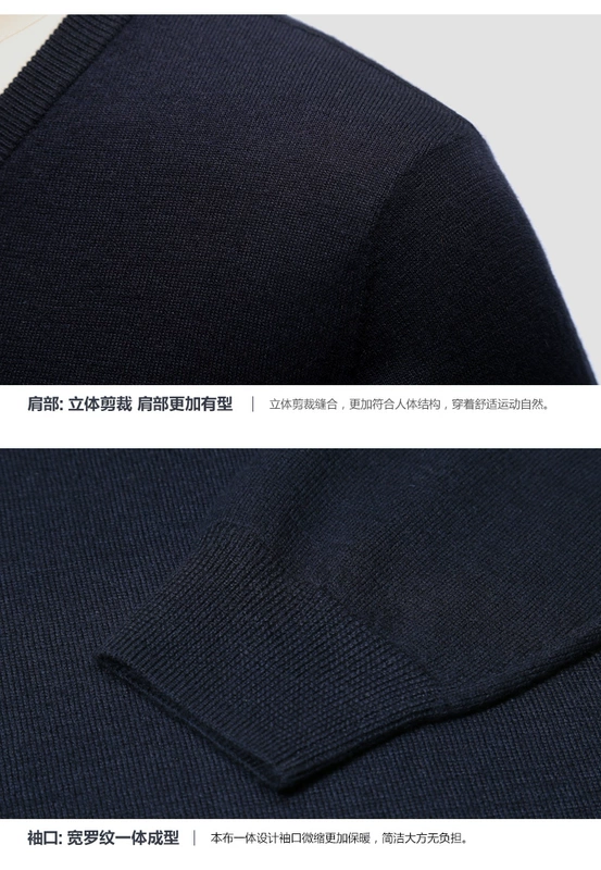 Amurs Aiwas cashmere áo len nam mùa thu và mùa đông kinh doanh bình thường người đàn ông trung niên của V-Cổ áo thun áo len cashmere quần jean nam ống rộng
