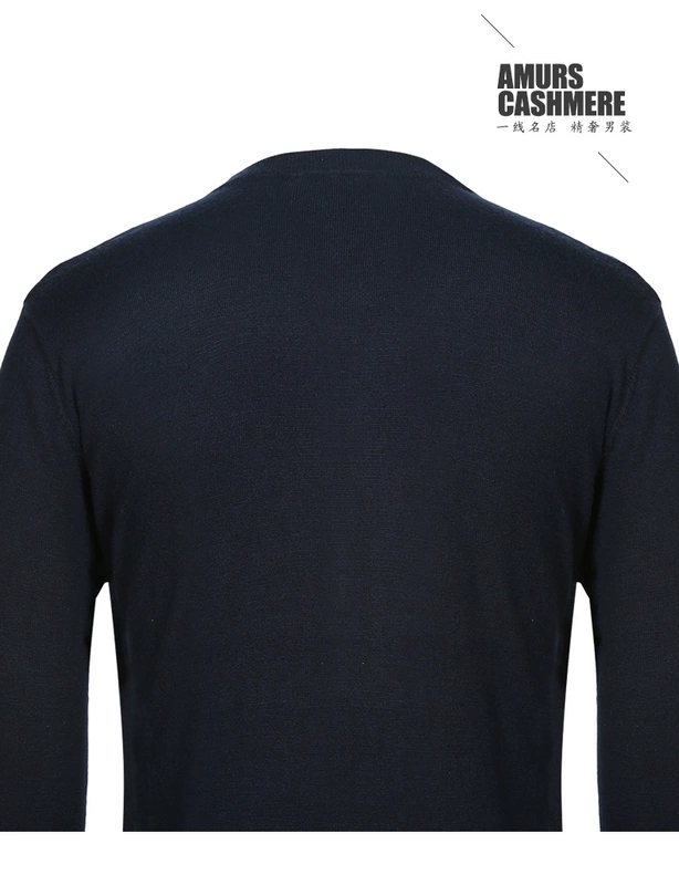Amurs Aiwas cashmere áo len nam mùa thu và mùa đông kinh doanh bình thường người đàn ông trung niên của V-Cổ áo thun áo len cashmere quần jean nam ống rộng