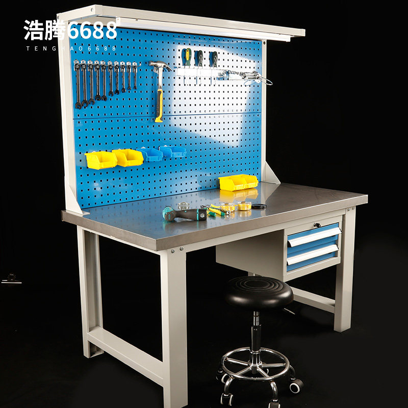 Electronic factory workbench with drawer stainless steel assembly with socket assembly line workstation table workshop assembly table