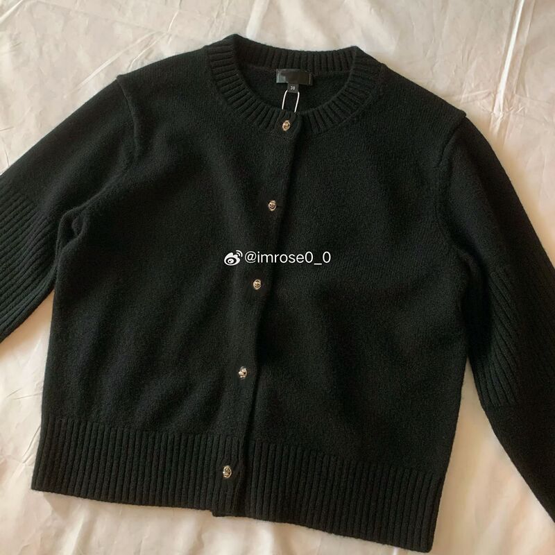 Keep It for Yourself! 24B Classic Backpack Buckle Cashmere Sweater Cardigan, Black and Gray Colors