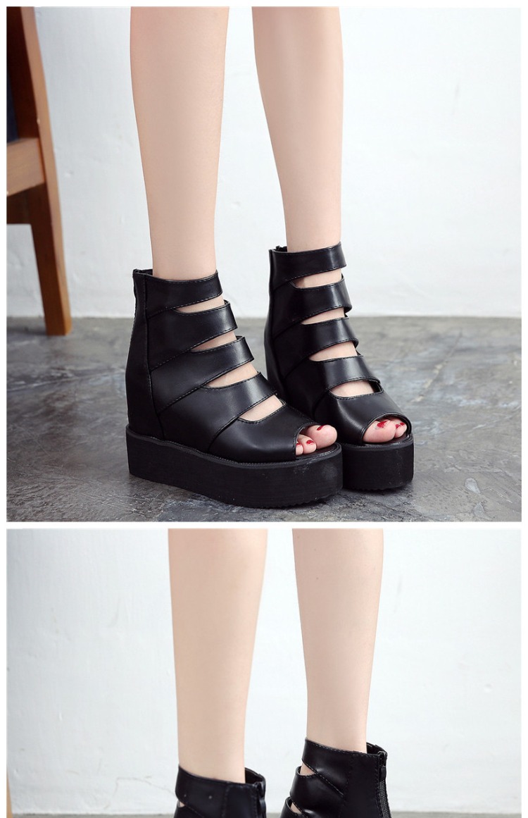 Mùa hè 2018 phiên bản Hàn Quốc của đôi sandal La Mã mới của phụ nữ dày đáy biển tăng bánh xốp miệng cá cao gót giày hoang dã dép converse