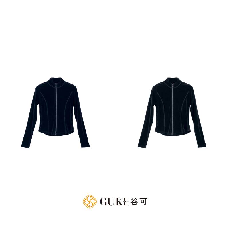 Gke/Guke S1606 Casual Style Stand Collar Zipper Acetate Short Jacket Women's Slim Fit Waist-Cinching Slimming Cardigan Women's Clothing