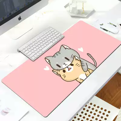Simple cartoon office notebook computer table mat girl cute pet cat mouse pad oversized washable