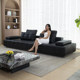 Berlin Furniture Lawrence Leather Sofa Italian Minimalist Modern Straight Row First Layer Cowhide Sofa