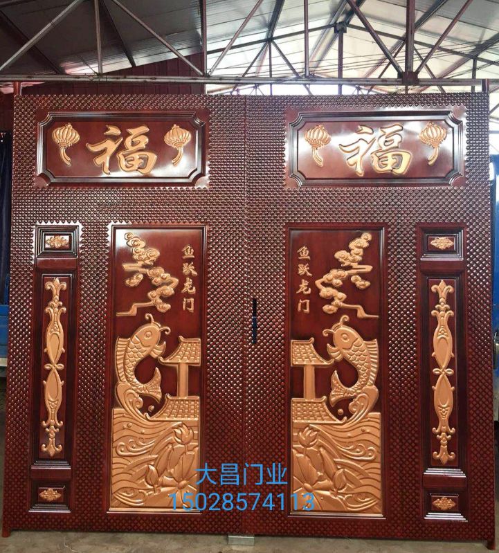 Rural Dingding Door Home Baking Lacquer Double Switch Iron Gate Village Courtyard Door Entrance Double Fan Chinese Wall Big Iron Door