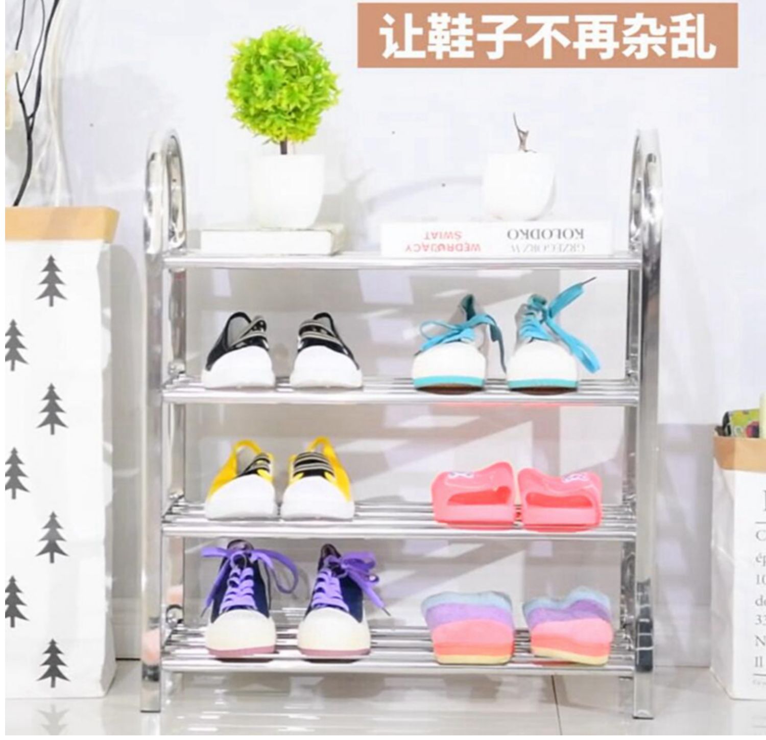 Giá để giày inox đơn giản tủ giày nhà ký túc xá phòng ngủ trường học lắp ráp gia cố dày nhiều lớp kinh tế lớn - Kệ kệ gỗ nhỏ