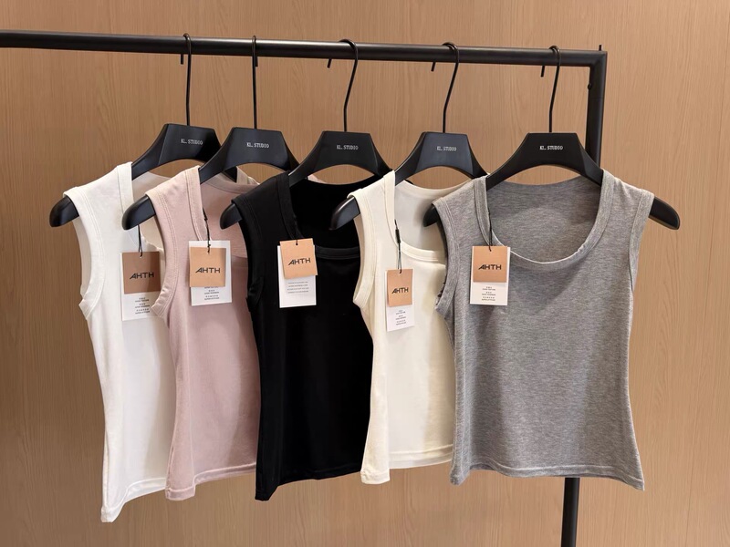 Ahth Five-Color Lyocell Vest for Women, New Summer Style with High Elasticity and Wide Shoulder Straps, Two-Piece Set