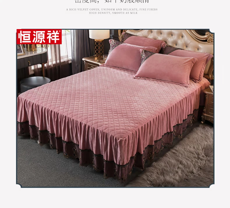 Hengyuanxiang Crystal Velvet Cotton Bed Váy Single Piece Winter Winter Coral Velvet Cover Cover Bảo vệ Case Bụi Váy Tấm - Khăn trải giường