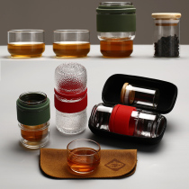 Portable glass travel tea set Outdoor tea cup Tea water separation cup Kung Fu express elegant cup