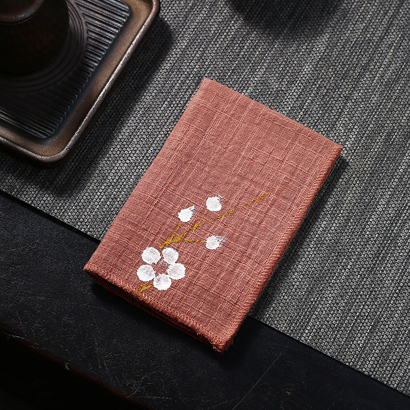 Pure cotton tea towel cloth absorbent high-end tablecloth double-layer thickened towel Japanese hand-painted Kung Fu tea set zero matching rag