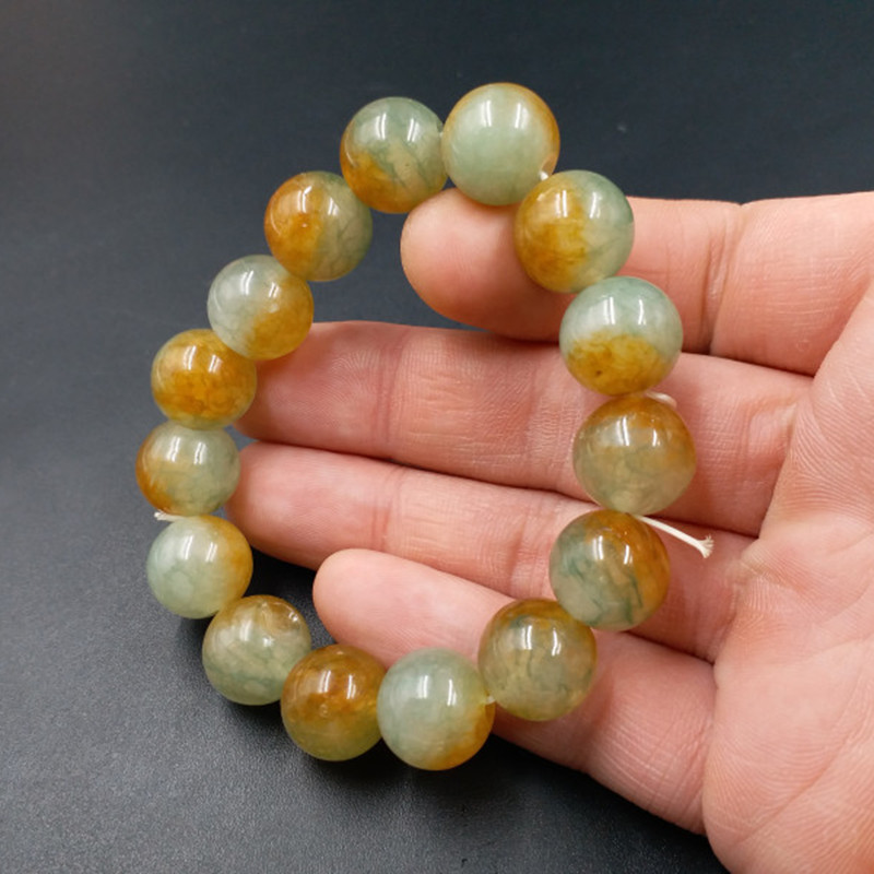 High-End Exquisite Natural Jade Quartzite Round Bead Bracelet 12mm Bead Bracelet Jade Bracelet