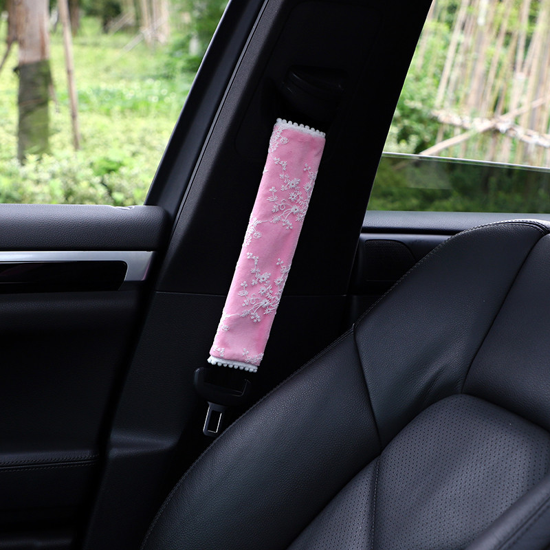 Car seat belt protection shoulder cover pair of lace plush cartoon cute car safety rope anti-wear cover interior suit