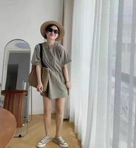 2021 Day single conspicoons slim waist down long section of blouse round collar pure cotton skirt 1135