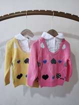 Female baby cotton sweater fashion foreign style fake two pieces