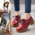 Mùa xuân và mùa thu 2018 da dày hoang dã với đế dày của phụ nữ Taizhong không thấm nước với giày đơn chuyên nghiệp nữ nhỏ giày thấp để giúp