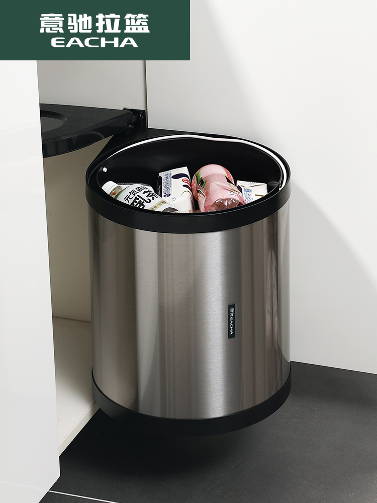 Yichi kitchen trash can Embedded cabinet hidden trash can large overall cabinet stainless steel trash can