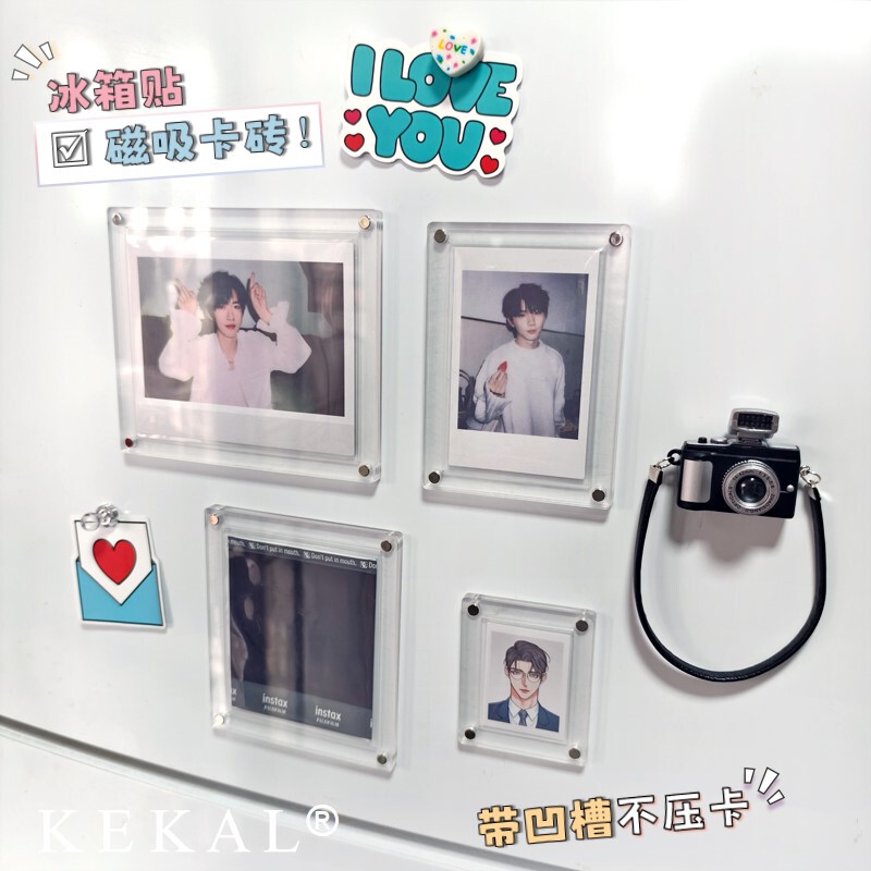 Multi-Size Grooved Pegboard Refrigerator Wall-Mounted Tile Ultra-Thin Three-Layer Strong Magnetic Acrylic Photo Frame