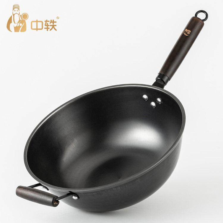 Medium anecdote iron pan frying pan domestic without dipping pan cast-iron pan without coating induction cookware special pot with deepened capacity 32CM