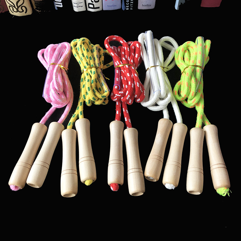 Children Jump Rope Elementary School Kids Kindergarten Adjustable Wood Handle Cotton Rope 5-6-7-8-9 Year Old Adult Single Sports Wood-Taobao
