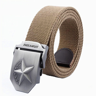 Generic automatic button belt with casual weaving jeans with trendy Korean pantyre canvas army belt