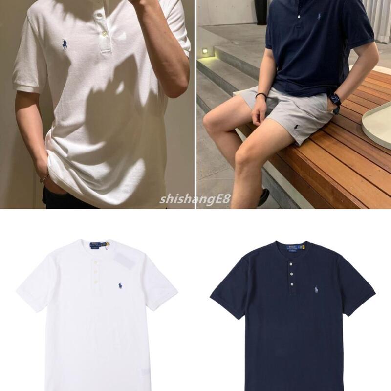 In-Stock Polo Ralph Lauren Mesh Cotton Pony Logo Henry Collar Short-Sleeve T-Shirt